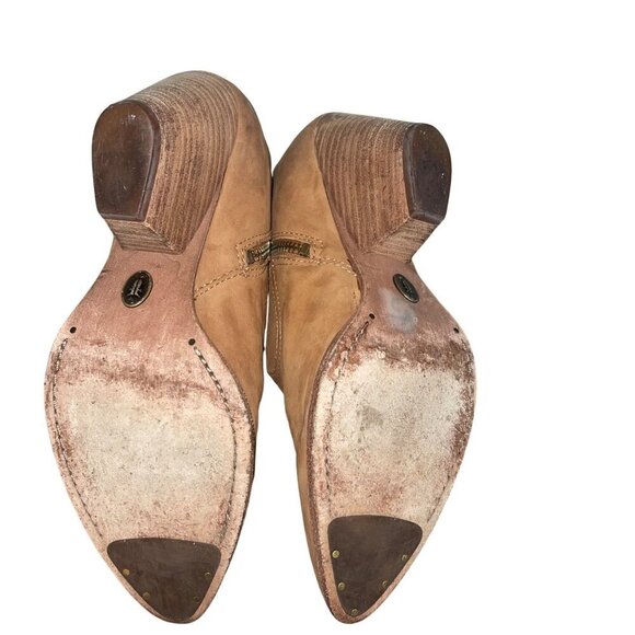 Frye Womens Boots Size 8.5 Tan Reina Ankle Block Heel Western Leather - Picture 8 of 8